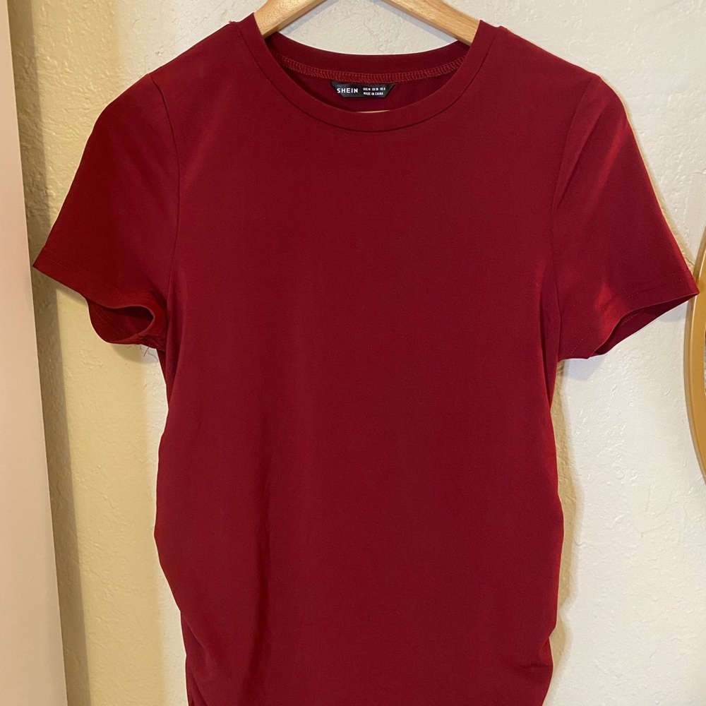 MATERNITY DRESS! Cherry color fresh fabric is from shein